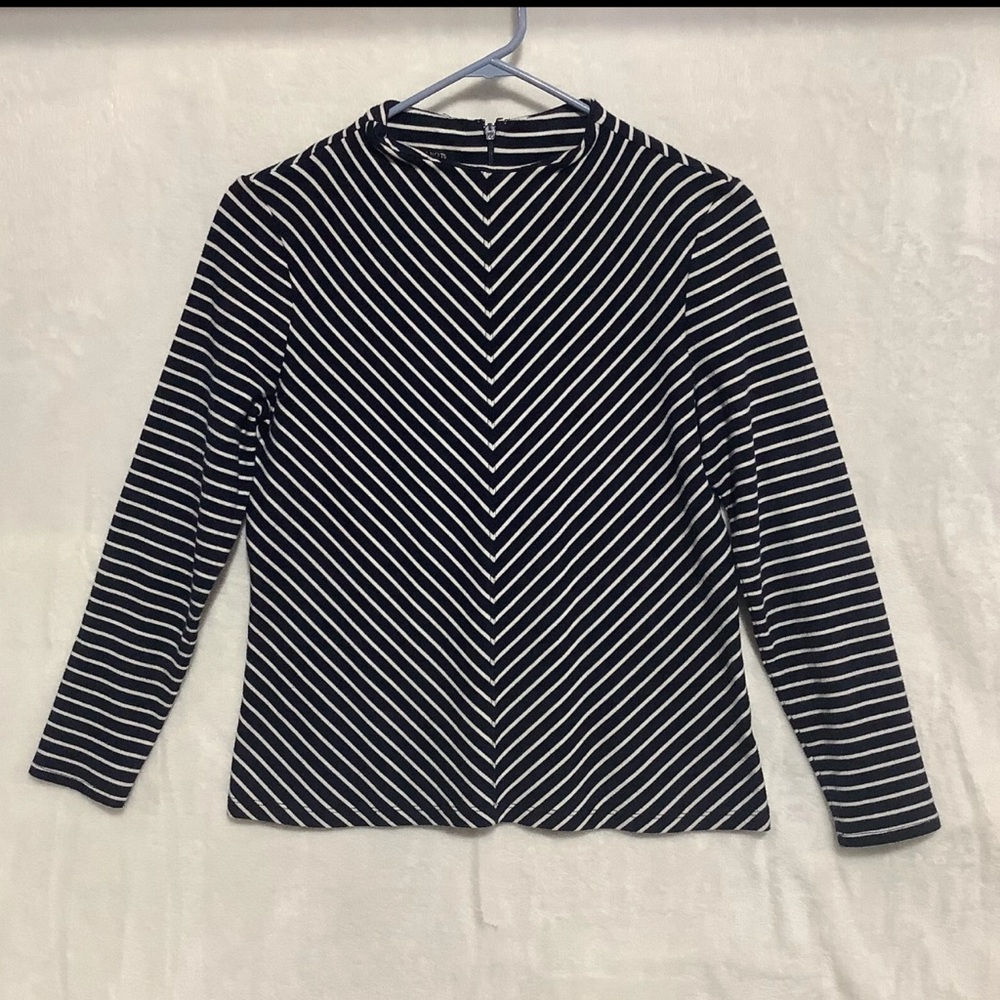 Vintage Talbots Navy and White Striped Top, medium, thick material